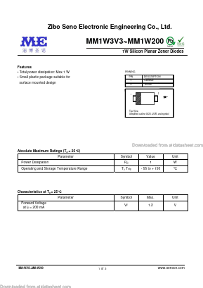 MM1W100 Datasheet PDF Zibo Seno Electronic Engineering Co.,Ltd