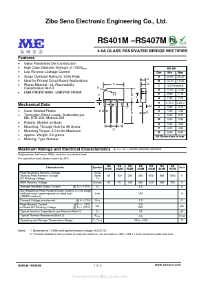 RS402M Datasheet PDF Zibo Seno Electronic Engineering Co.,Ltd