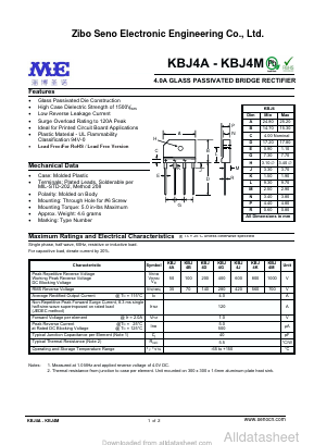 KBJ4A Datasheet PDF Zibo Seno Electronic Engineering Co.,Ltd