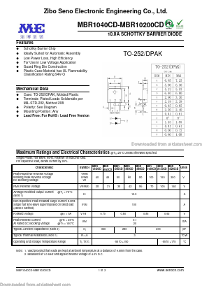 MBR10100CD Datasheet PDF Zibo Seno Electronic Engineering Co.,Ltd