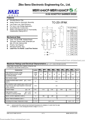 MBR10100CP Datasheet PDF Zibo Seno Electronic Engineering Co.,Ltd