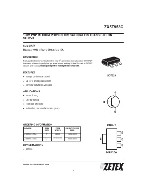 ZX5T953G Datasheet PDF Zetex => Diodes