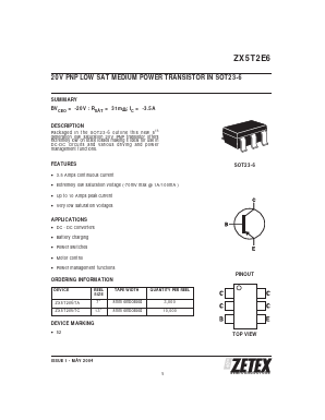 ZX5T2E6 Datasheet PDF Zetex => Diodes