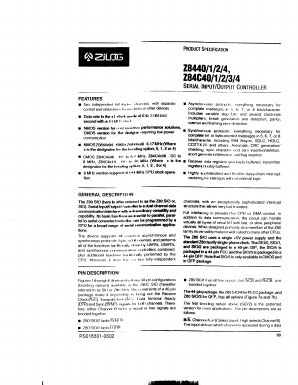 Z84C4406PEC Datasheet PDF Zilog