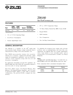Z86160 Datasheet PDF Zilog