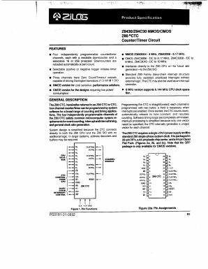 Z84C3006PEC Datasheet PDF Zilog