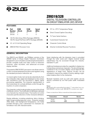 Z89328 Datasheet PDF Zilog