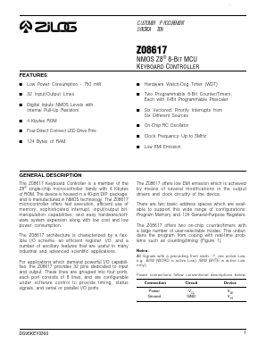 Z08617 Datasheet PDF Zilog