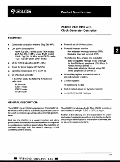 Z84C011 Datasheet PDF Zilog