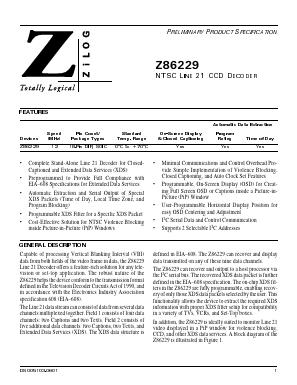 Z8622912 Datasheet PDF Zilog