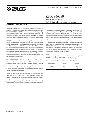 Z86C90QFP Datasheet PDF Zilog