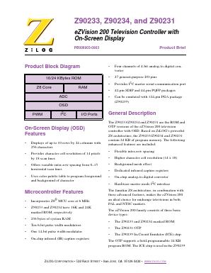 Z90231 Datasheet PDF Zilog