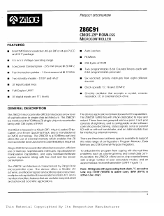 Z86C9112PSC Datasheet PDF Zilog