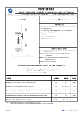 P6KE11A Datasheet PDF ZOWIE Technology